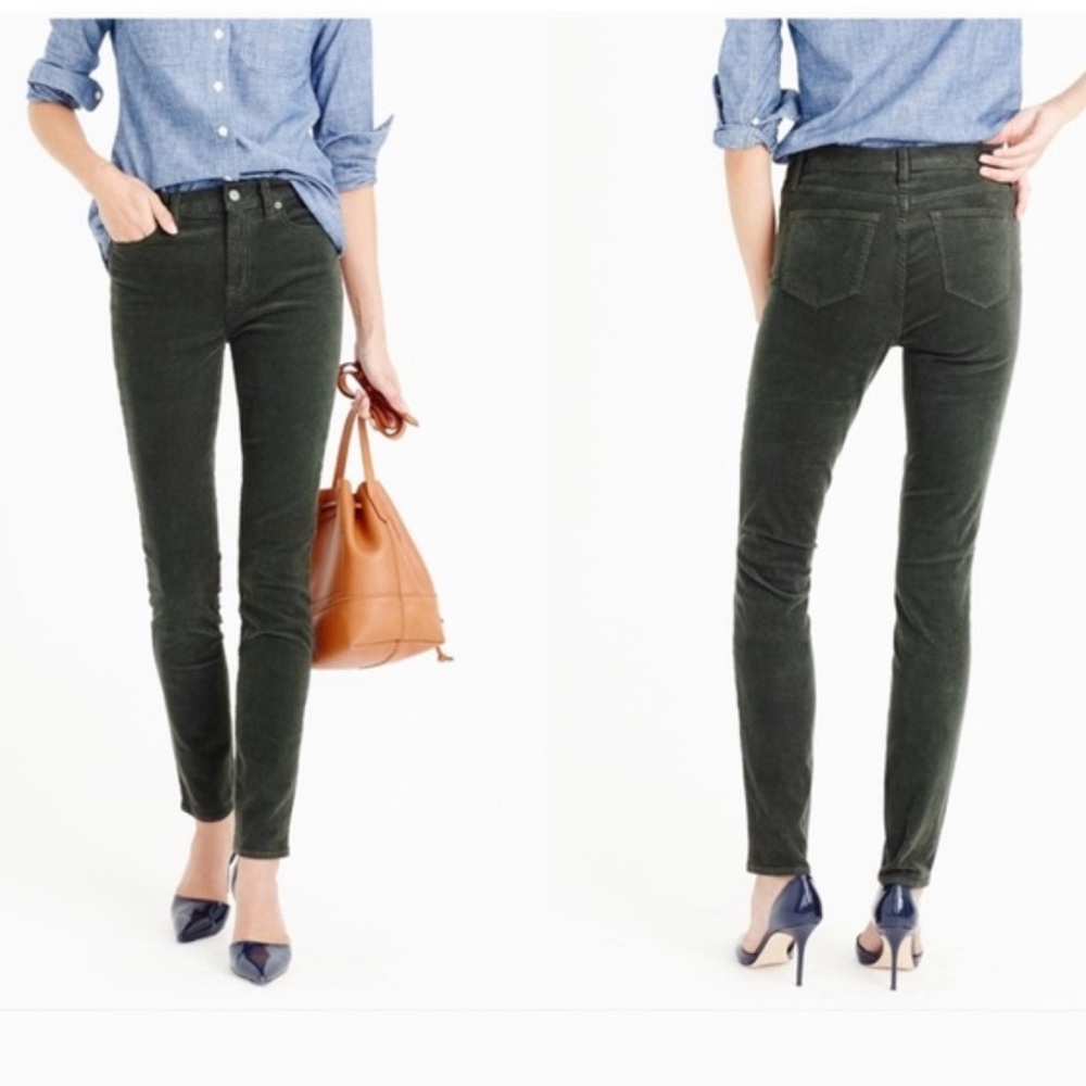 J. Crew Skinny Toothpick Corduroy Pants - Dark Green in 25 Ankle